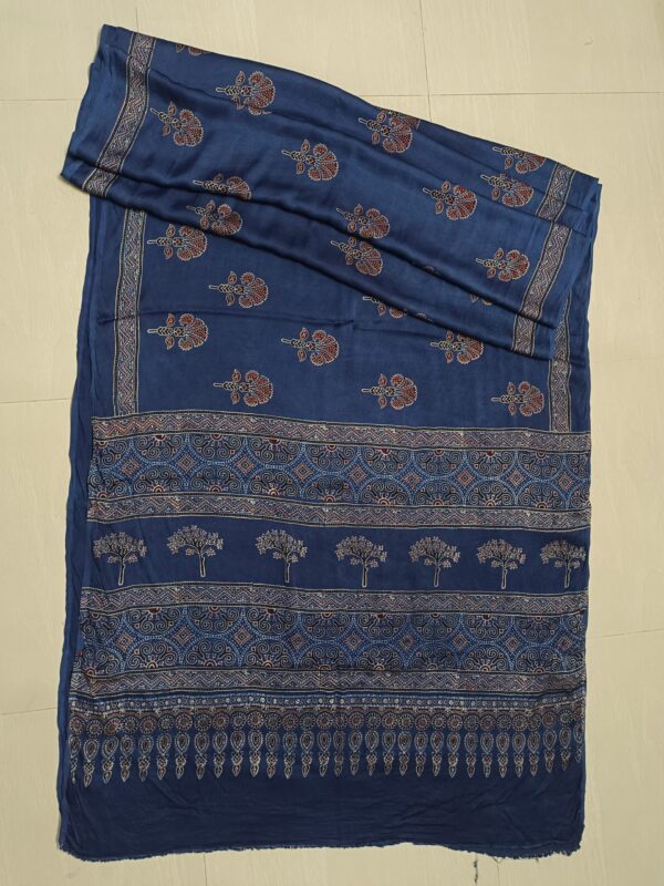 Blue ajrakh saree